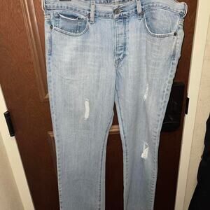 Express Light Blue Distressed Denim Jeans - Size 38x32